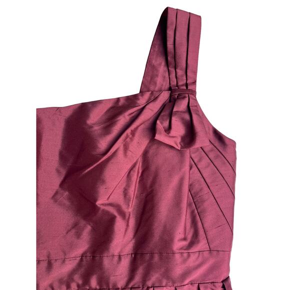 J.Crew Burgundy One-Shoulder Bow Silk Cocktail Party Dress | Sz 12 NEW | 02955 - Picture 7 of 14
